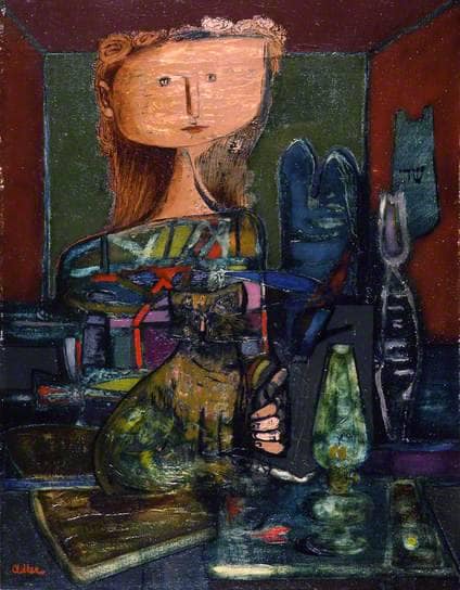 Woman with a Cat on gallery wrap