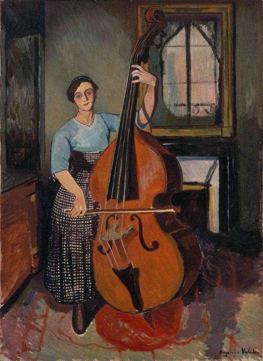 Woman with a Double Bass by Suzanne Valadon — hand-painted portrait oil painting reproduction on canvas