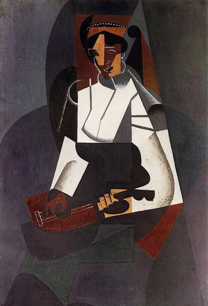 Woman with a Mandolin (after Corot) by Juan Gris — hand-painted portrait oil painting reproduction on canvas