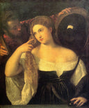 Woman with a Mirror by Titian — female oil painting wall art, High Renaissance