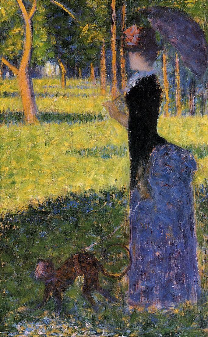 Woman with a Monkey by Georges Seurat — hand-painted animal oil painting reproduction on canvas