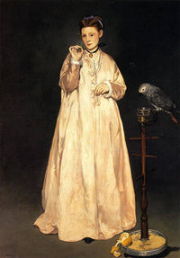 Woman with a Parrot by Edouard Manet — hand-painted animal oil painting reproduction on canvas