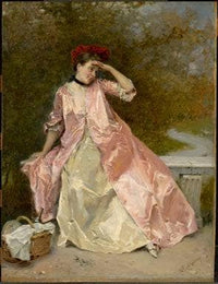 Woman with a Picnic Basket by Raimundo de Madrazo — hand-painted portrait oil painting reproduction on canvas