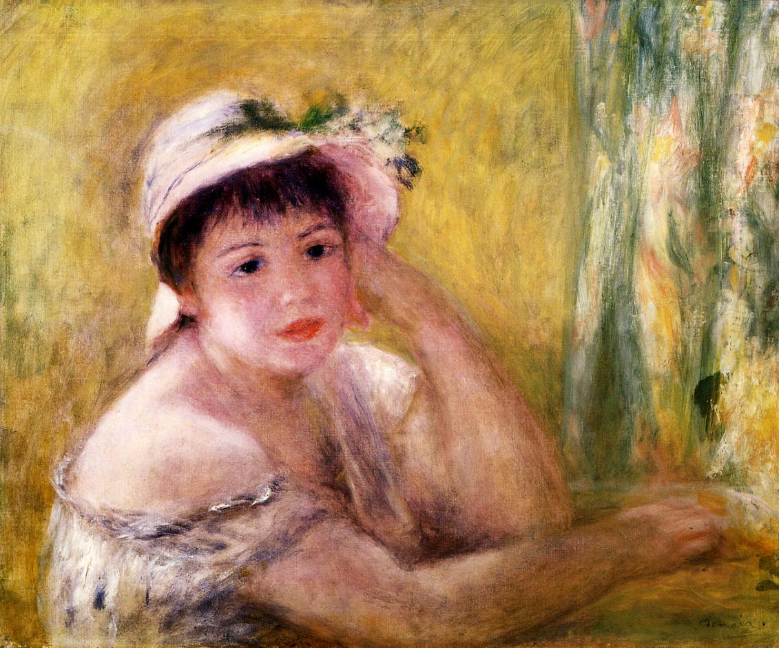 Woman with a Straw Hat - Pierre-Auguste Renoir