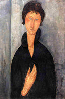 Woman with Blue Eyes by Amedeo Modigliani — hand-painted portrait oil painting reproduction on canvas