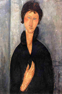Woman with Blue Eyes by Amedeo Modigliani — hand-painted portrait oil painting reproduction on canvas