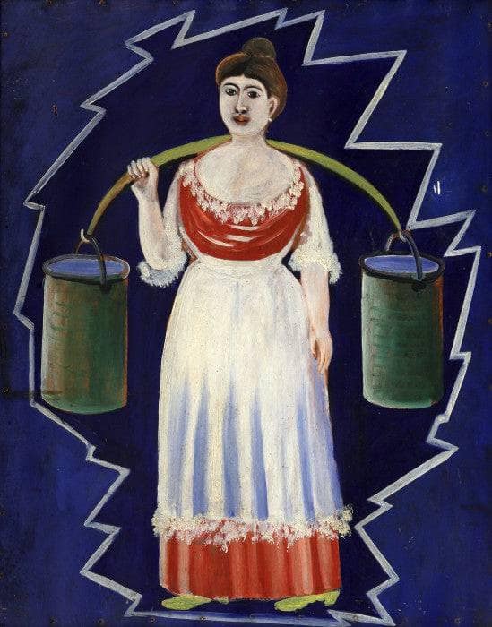 Woman with buckets by Niko Pirosmani — hand-painted portrait oil painting reproduction on canvas