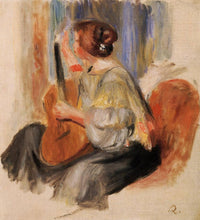 Woman with Guitar by Pierre-Auguste Renoir — hand-painted portrait oil painting reproduction on canvas