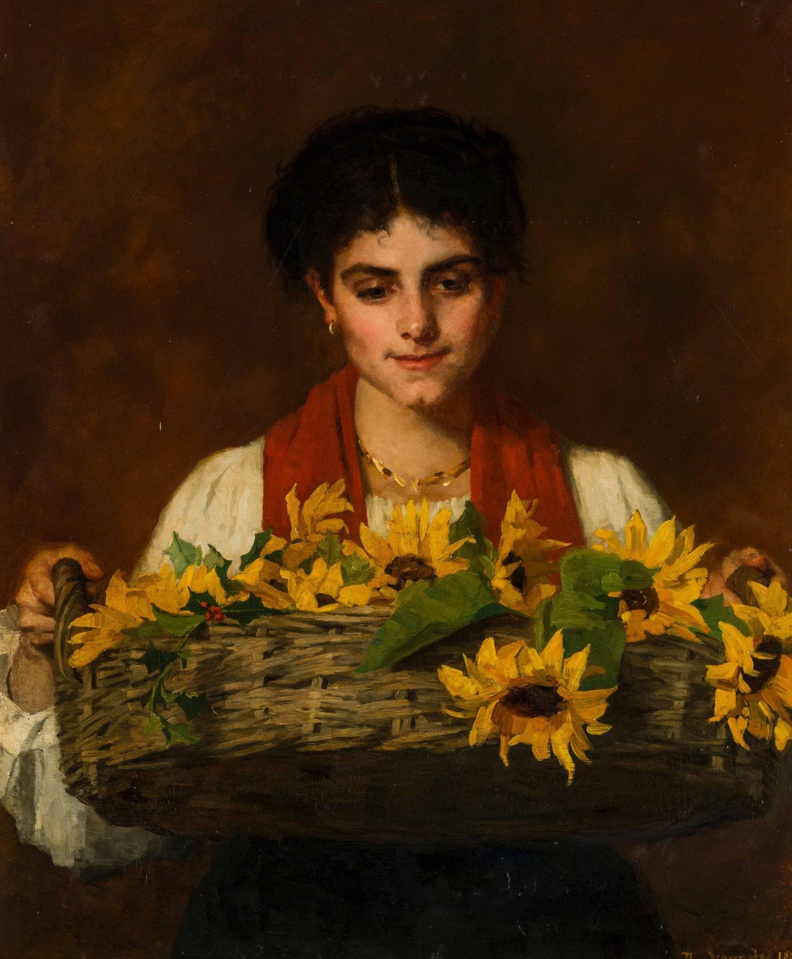 Woman with Sunflowers