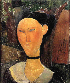 Woman with Velvet Ribbon (The Black Border) - Amedeo Modigliani