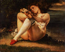 Woman with White Stockings by Gustave Courbet — male oil painting wall art, Realism