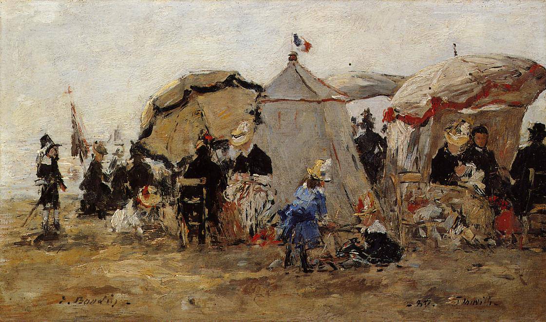 Women Fishing for Shrimp at Kerhor - Eugene Boudin