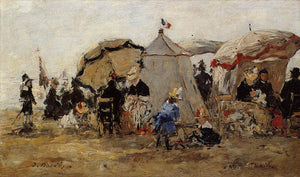 Women Fishing for Shrimp at Kerhor - Eugene Boudin