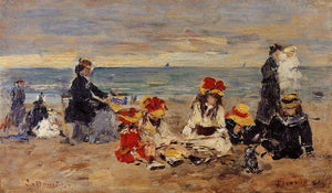 Women Fishing for Shrimp at Kerhor - Eugene Boudin