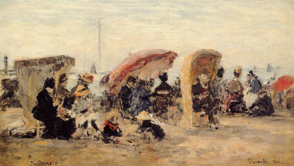 Women Fishing for Shrimp at Kerhor - Eugene Boudin