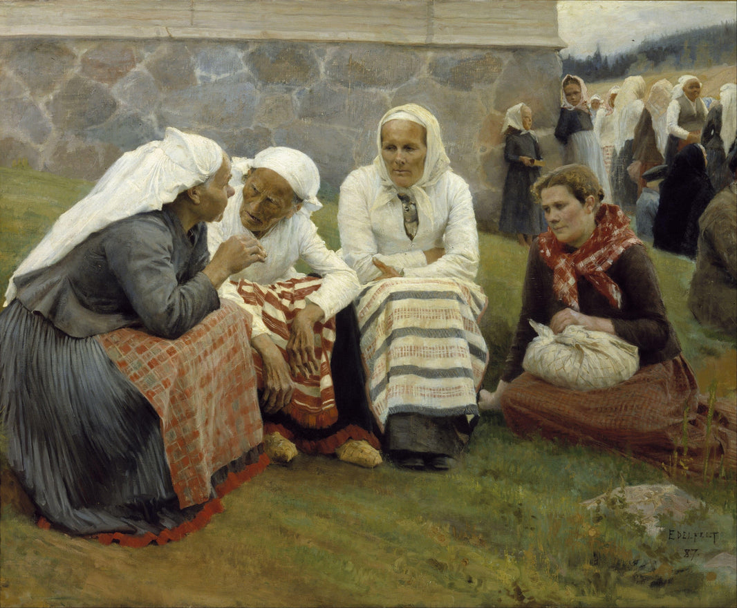 Women of Ruokolahti on the Church Hill by Albert Edelfelt — hand-painted cultural oil painting reproduction on canvas