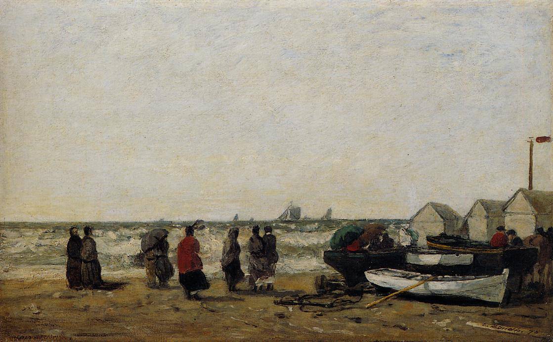 Women on the Beach, Rough Seas - Eugene Boudin