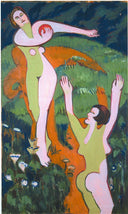 Women Playing with a Ball by Ernst Ludwig Kirchner — shapes oil painting wall art, Expressionism