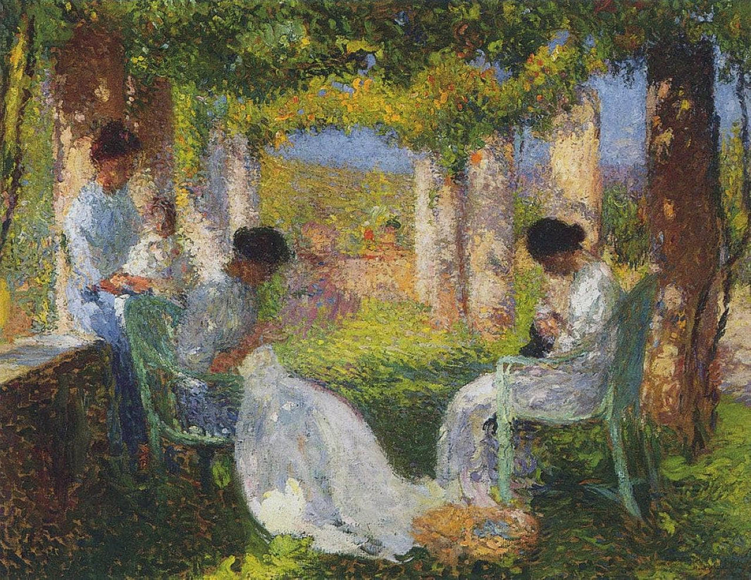 Women Sewing by Henri Martin — hand-painted architectural oil painting reproduction on canvas