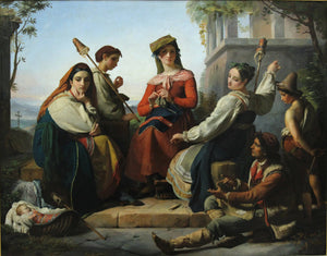 Women spinning in Fondi - François-Joseph Navez