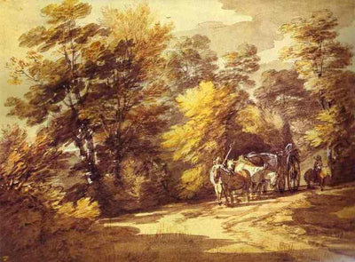 Wooded Landscape with a Waggon in the Shade in home office