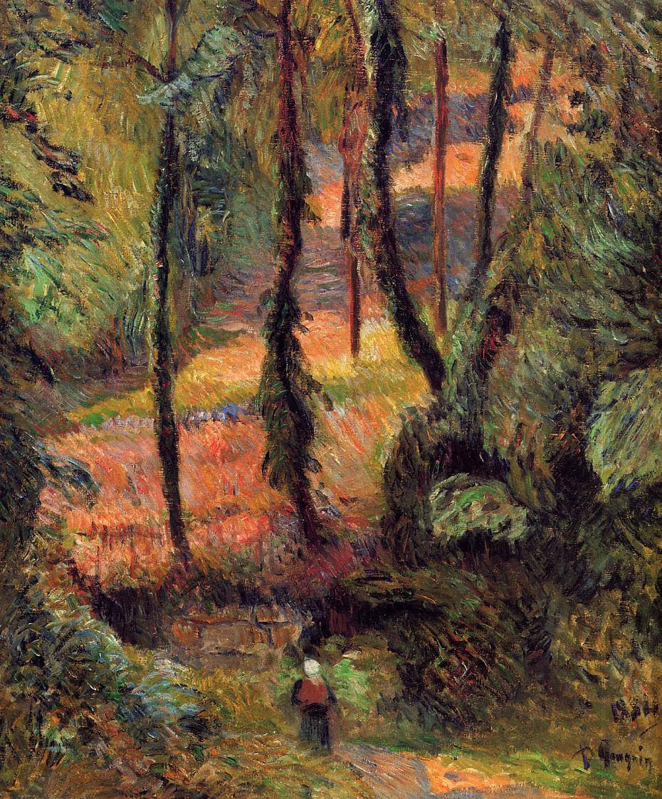 Wooded path by Paul Gauguin — hand-painted botanical oil painting reproduction on canvas