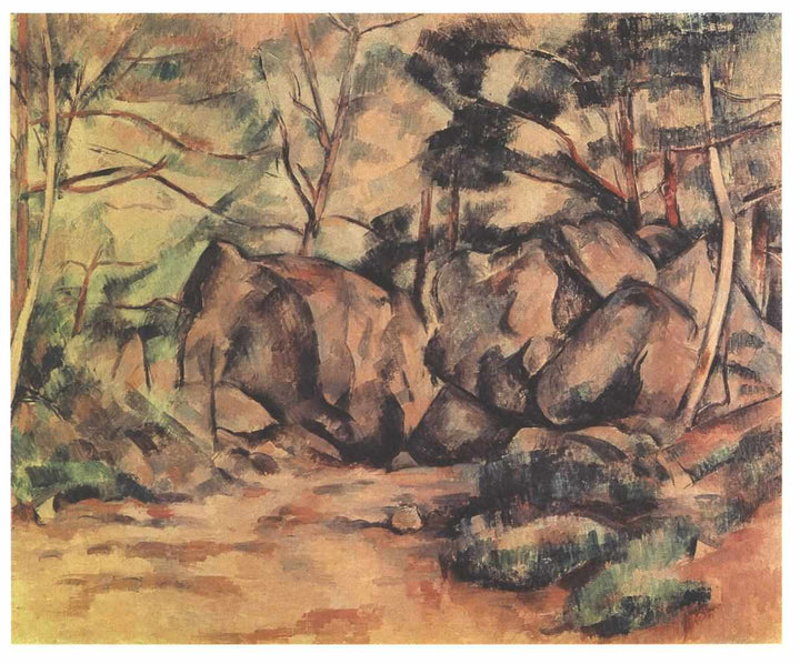 Woodland with Boulders by Paul Cezanne — hand-painted landscape oil painting reproduction on canvas