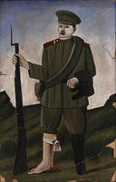 Wounded soldier (Part of diptych) by Niko Pirosmani — male oil painting wall art, Naïve Art Primitivism