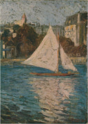 Yacht by Fujishima Takeji — ships oil painting wall art, Impressionism