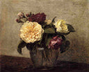 Yellow and Red Roses by Henri Fantin-Latour — hand-painted botanical oil painting reproduction on canvas