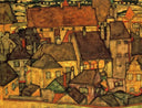Yellow City by Egon Schiele — hand-painted abstract oil painting reproduction on canvas
