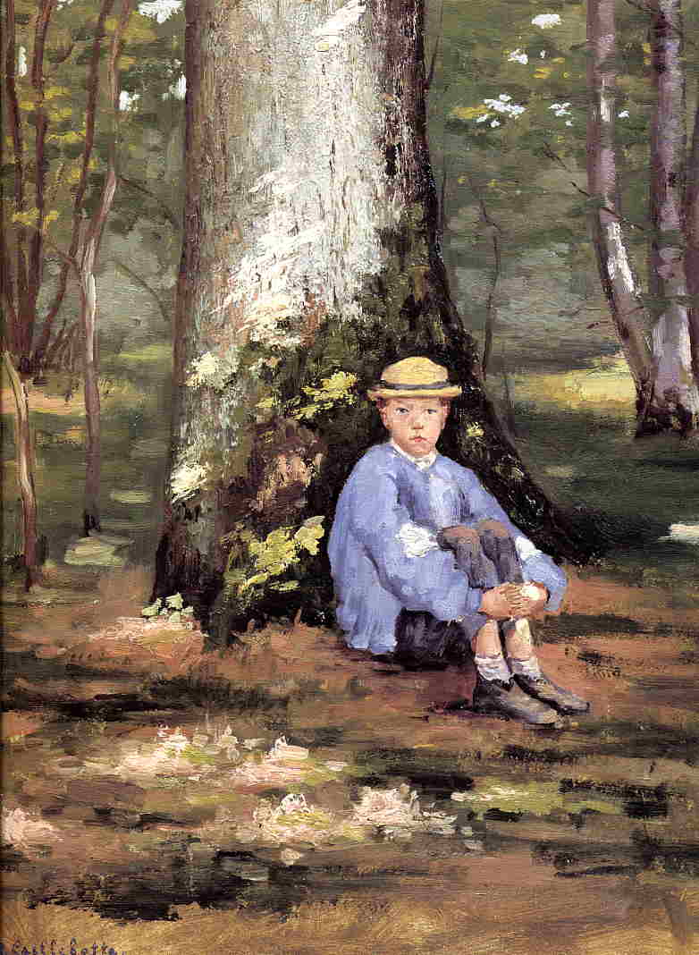 Yerres, Camille Daurelle under an Oak Tree by Gustave Caillebotte, hand-painted botanical oil painting reproduction on canvas