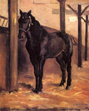 Yerres, Dark Bay Horse in the Stable by Gustave Caillebotte — hand-painted animal oil painting reproduction on canvas