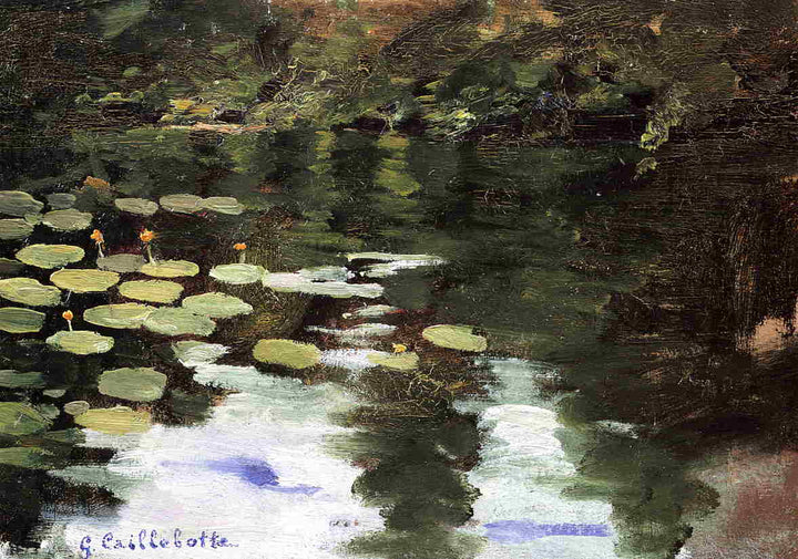 Yerres, on the Pond, Water Lilies by Gustave Caillebotte — hand-painted botanical oil painting reproduction on canvas