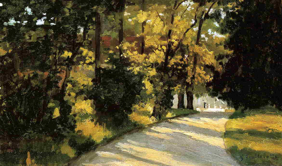 Yerres, Path Through the Woods in the Park by Gustave Caillebotte — hand-painted botanical oil painting reproduction on canvas