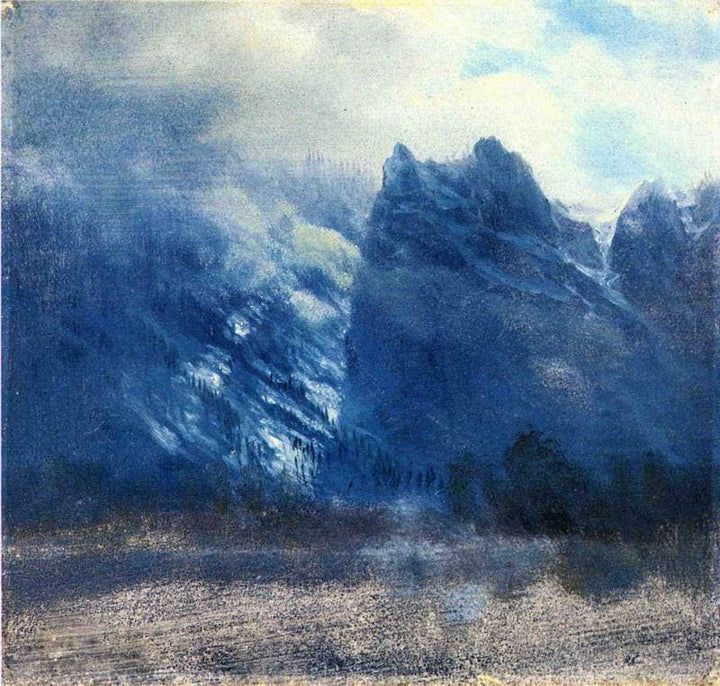 Yosemite Valley Twin Peaks by Albert Bierstadt — hand-painted botanical oil painting reproduction on canvas