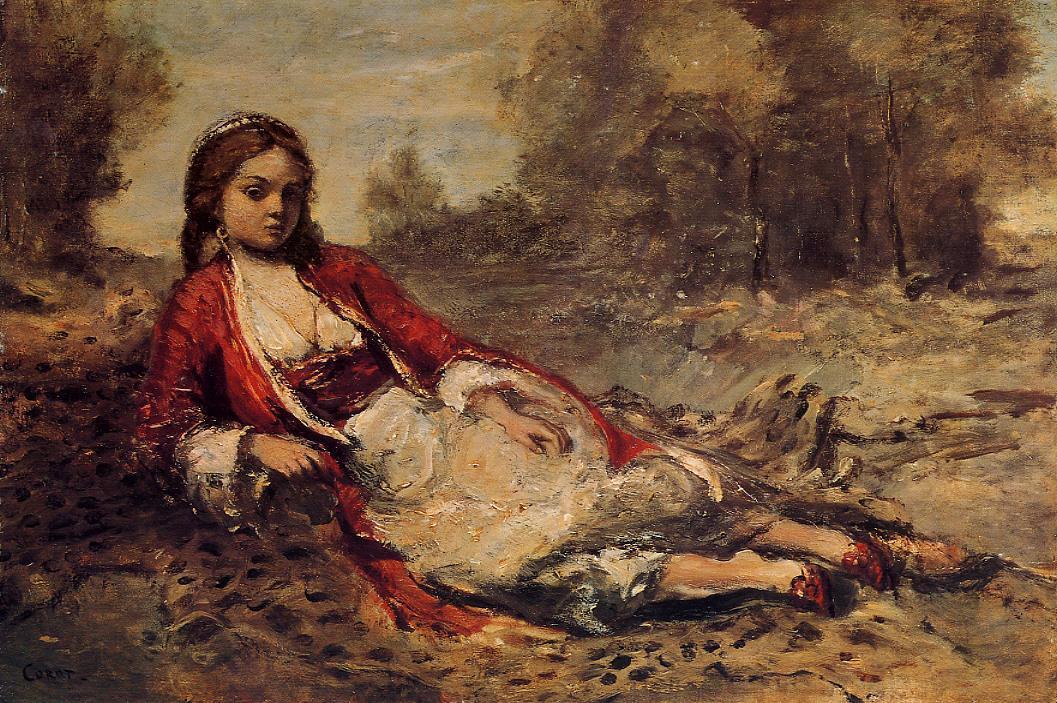 Young Algerian Woman Lying on the Grass - Camille Corot