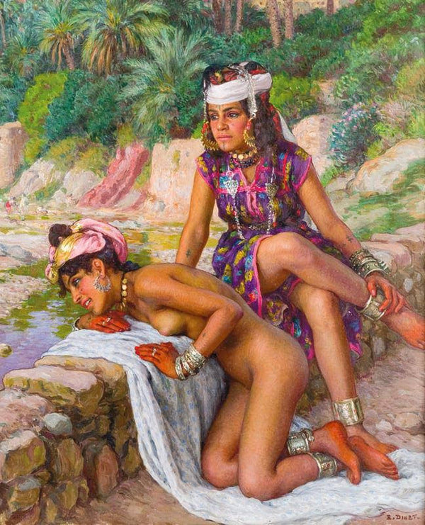 Young Bathers At The Edge Of The Wadi