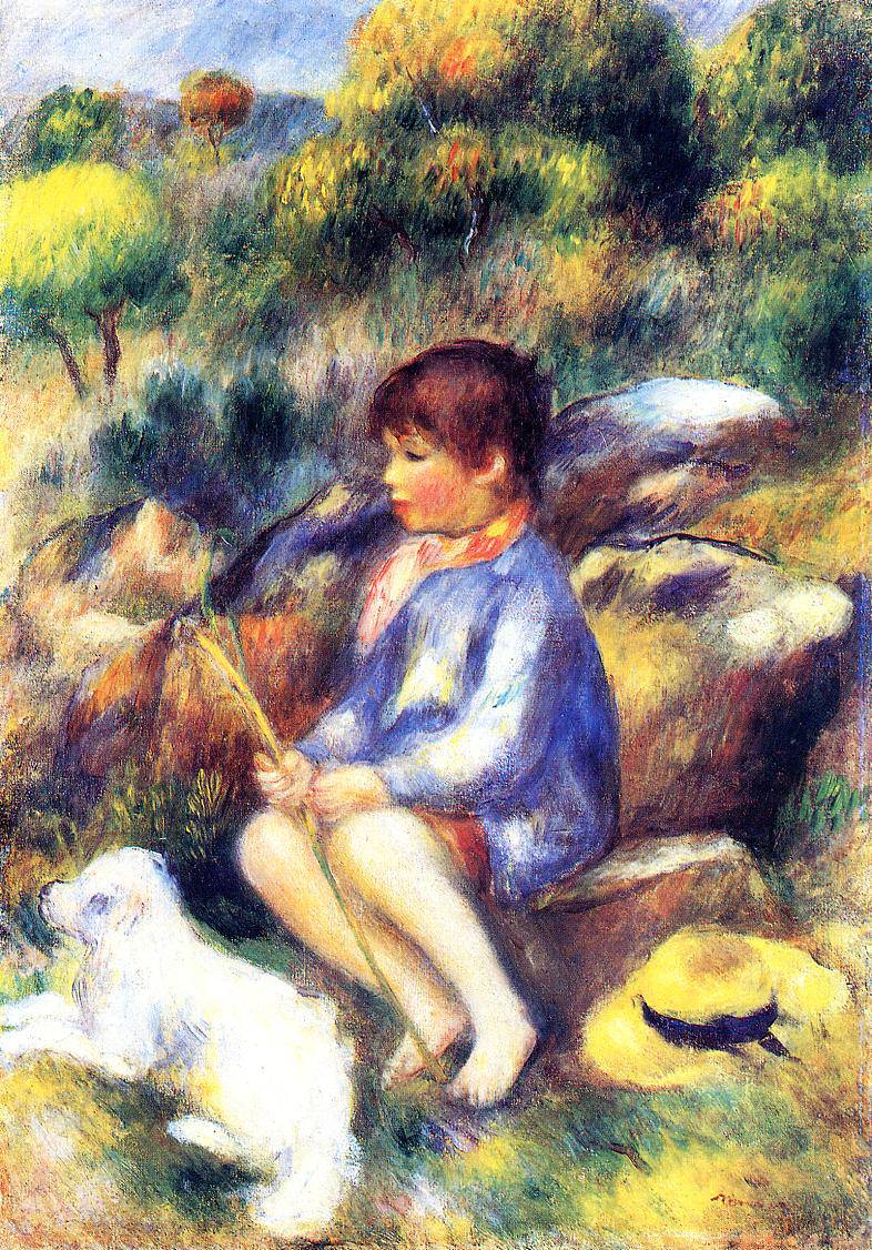 Young Boy by the River by Pierre-Auguste Renoir — hand-painted portrait oil painting reproduction on canvas