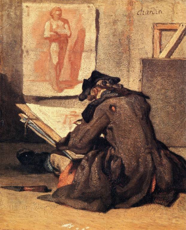 Young Draughtsman Copying an Academy Study - Jean-Baptiste-Simeon Chardin