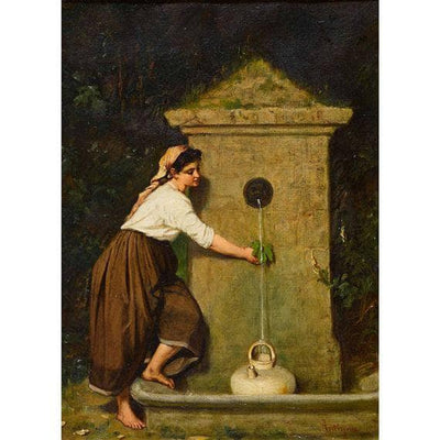 Young Girl at the Fountain by Alexandre Antigna — oil painting reproduction