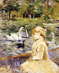 Young girl boating by Berthe Morisot — hand-painted landscape oil painting reproduction on canvas