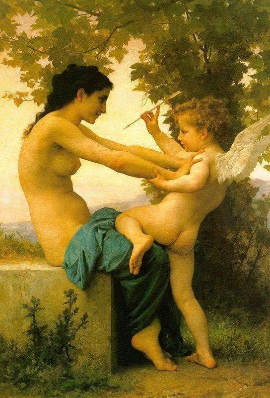 Young Girl Defending Herself Against Eros