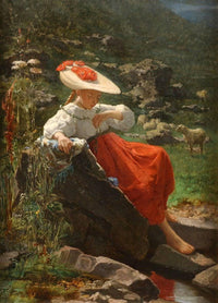 Young girl in a landscape by Theodore Gerard — hand-painted landscape oil painting reproduction on canvas