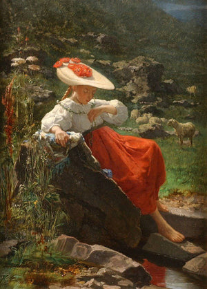 Young girl in a landscape - Theodore Gerard