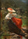 Young girl in a landscape in study