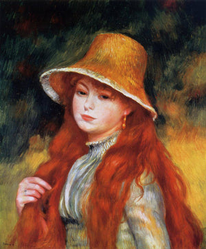 Young Girl in a Straw Hat - Pierre-Auguste Renoir