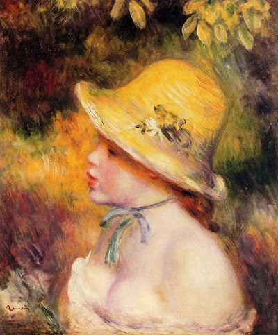 Young Girl in a Straw Hat in kitchen