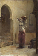 Young girl in the hamam by Théodore Ralli — female oil painting wall art, Orientalism