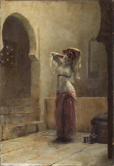 Young girl in the hamam in home office